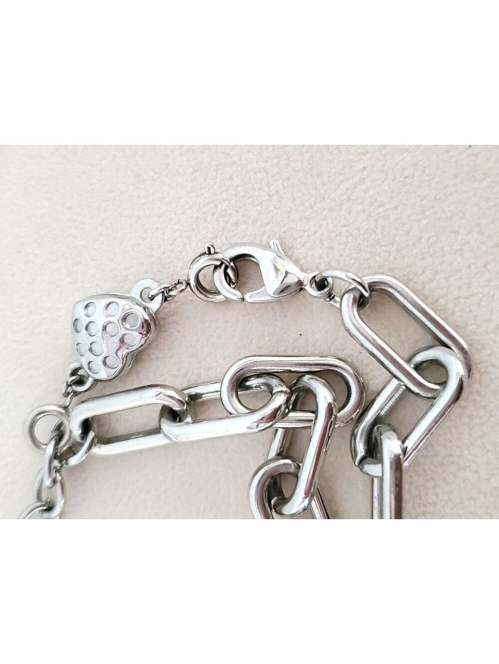 Vintage RJ Graziano Italy Set Silver-Tone Paperclip Chain Necklace w/Crystals - Picture 3 of 6
